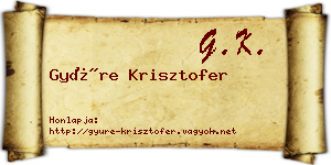 Gyüre Krisztofer névjegykártya
